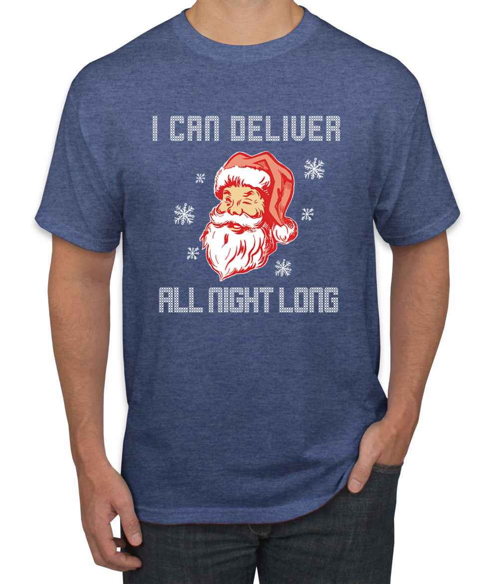 I Can Deliver All Night Long Santa Winking Christmas Men's Graphic T-Shirt