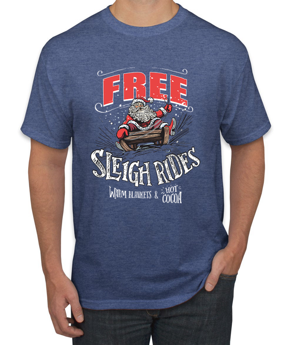 Free Sleigh Rides Warm Blankets & Hot Cocoa Christmas Men's Graphic T-Shirt