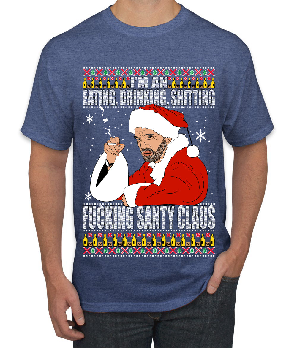 Bad Santa Fucking Santy Claus Ugly Christmas Sweater Men's Graphic T-Shirt