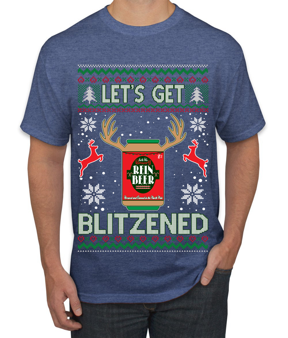 Let's Get Blitzened Rein Beer Ugly Christmas Sweater Men's Graphic T-Shirt