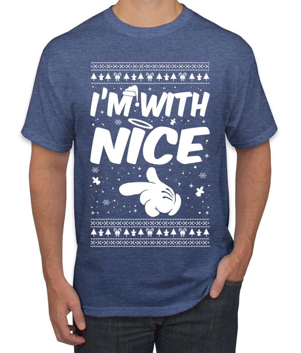 I'm With Nice Individual Couples Ugly Christmas Sweater Men's Graphic T-Shirt