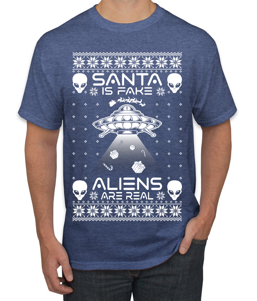 Santa Is Fake Aliens Are Real Ugly Christmas Sweater Men's T-Shirt