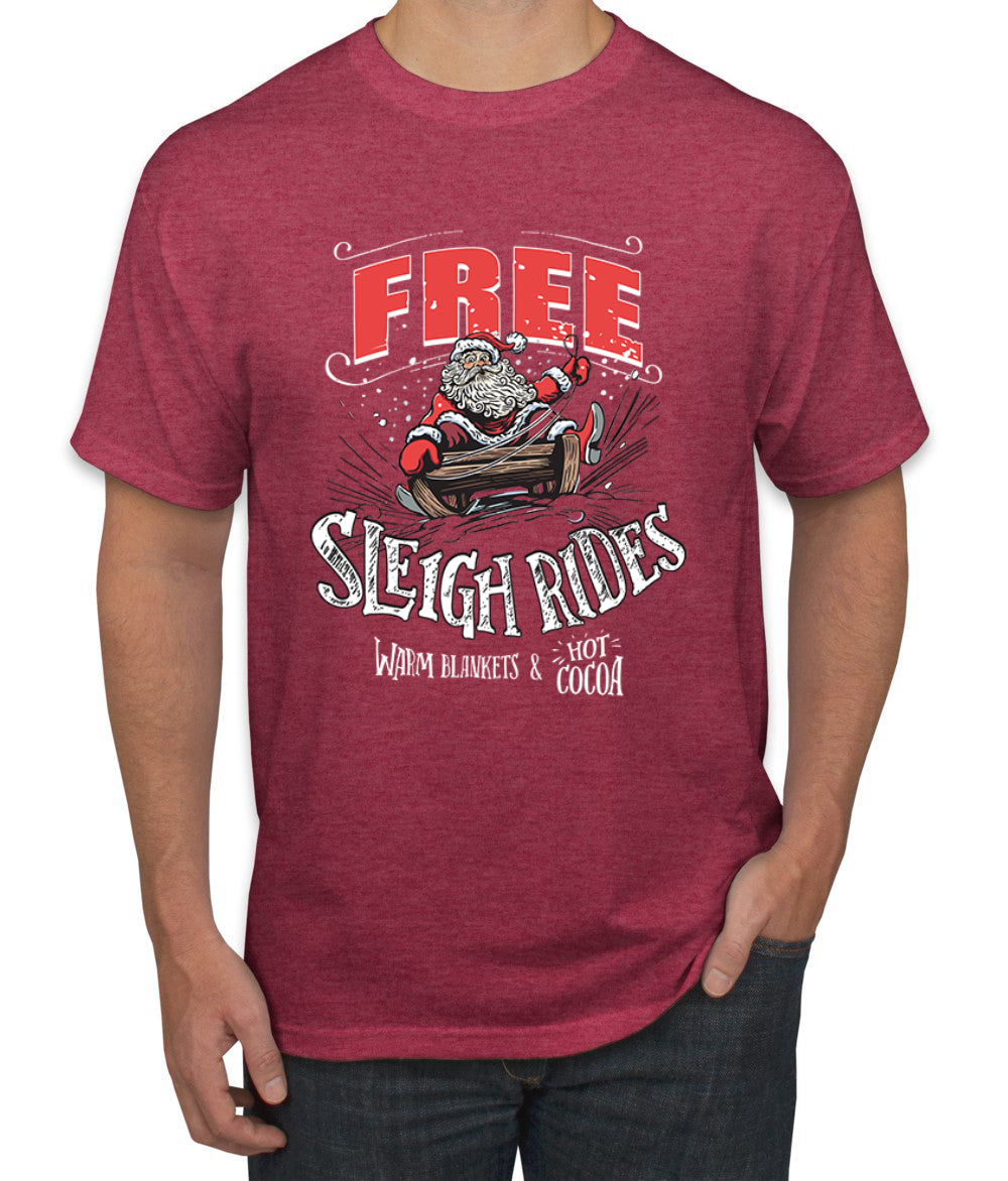 Free Sleigh Rides Warm Blankets & Hot Cocoa Christmas Men's Graphic T-Shirt