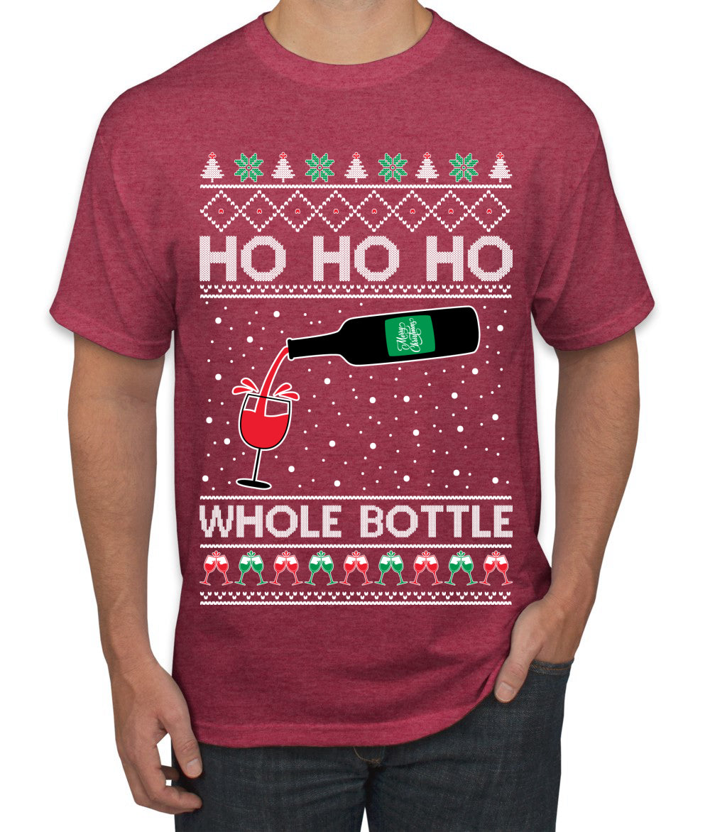 Ho Ho Ho Whole Bottle Wine Spirits Ugly Christmas Sweater Men's T-Shirt