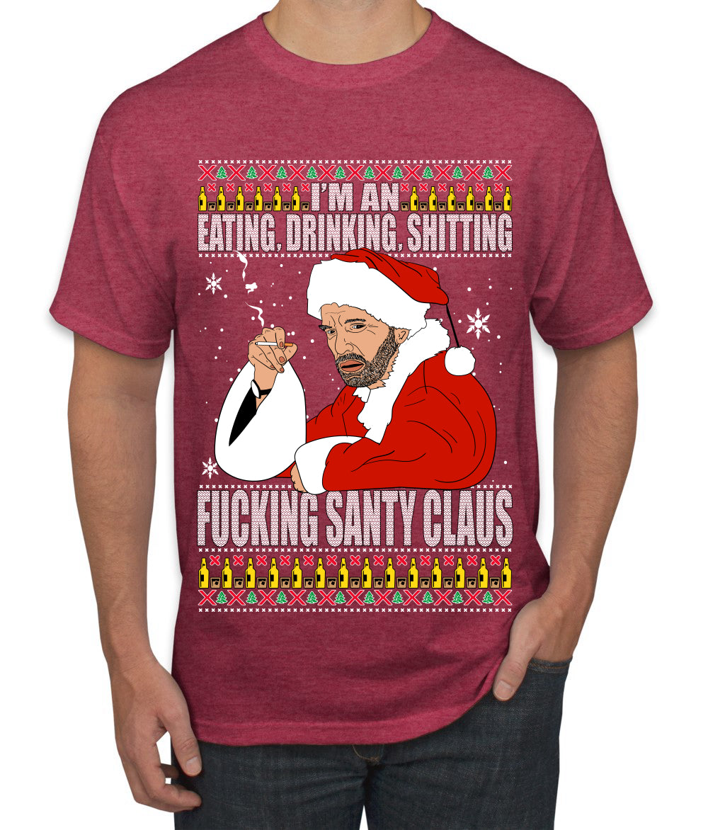 Bad Santa Fucking Santy Claus Ugly Christmas Sweater Men's Graphic T-Shirt