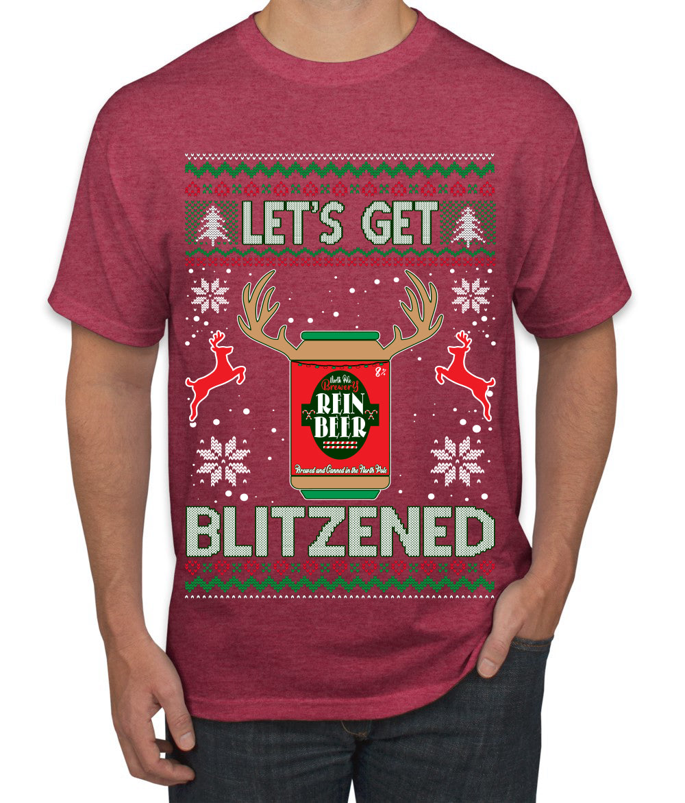 Let's Get Blitzened Rein Beer Ugly Christmas Sweater Men's Graphic T-Shirt