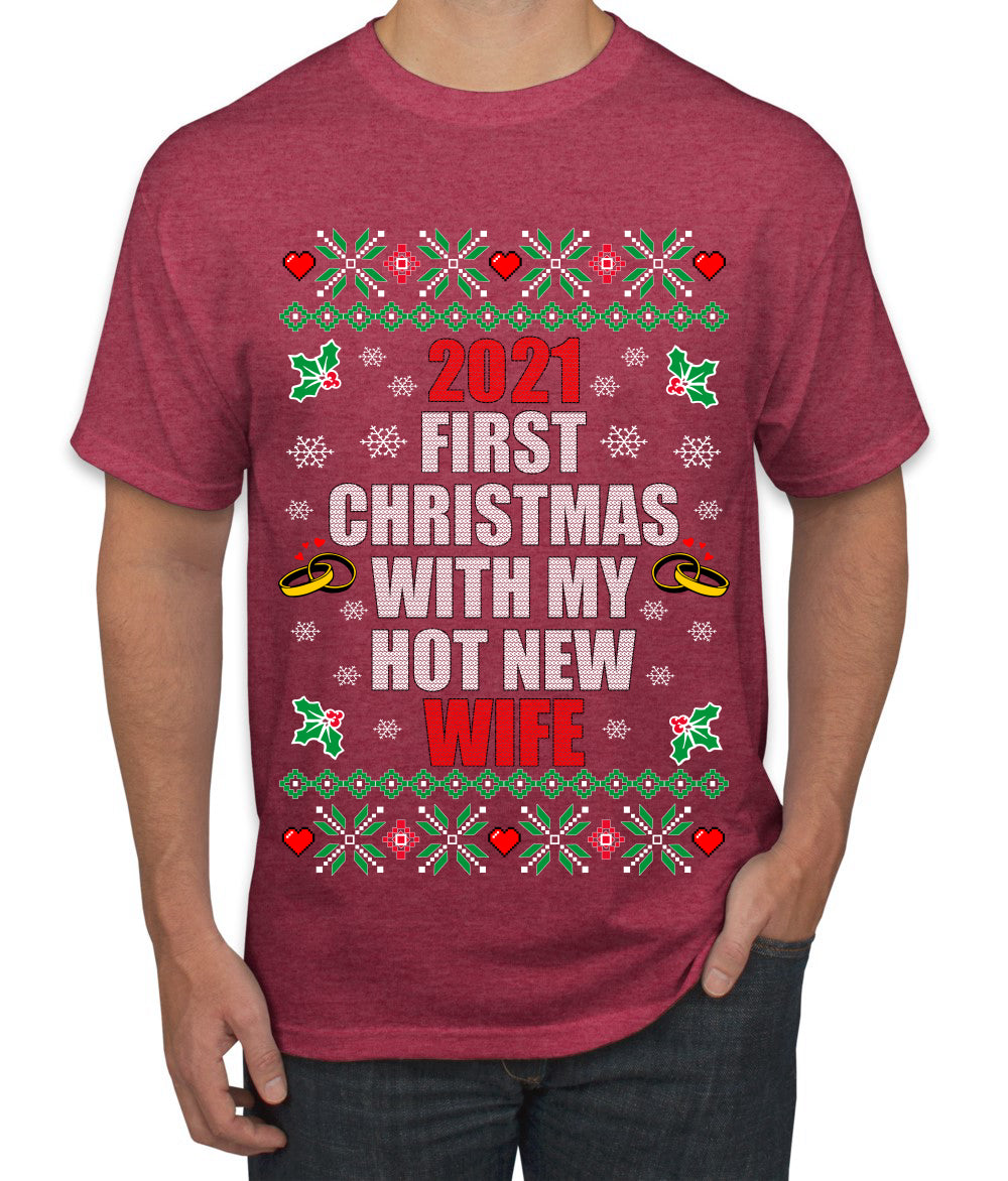 First Christmas With My Hot New Wife Ugly Christmas Sweater Men's Graphic T-Shirt