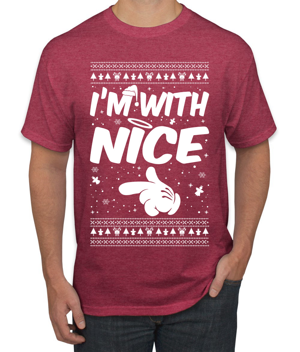 I'm With Nice Individual Couples Ugly Christmas Sweater Men's Graphic T-Shirt