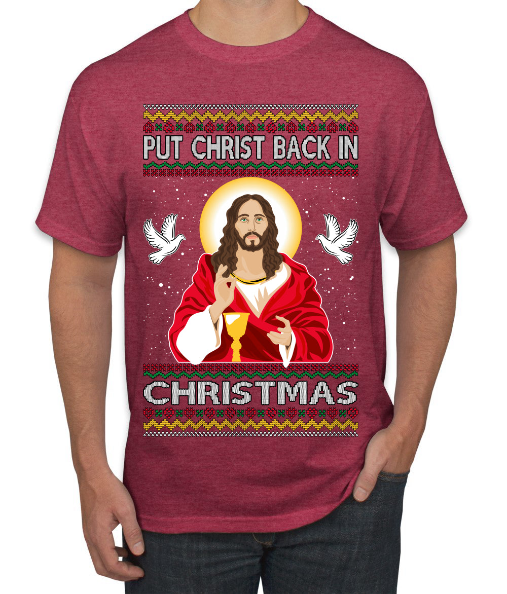 Put Christ Back In Christmas Ugly Christmas Sweater Men's T-Shirt