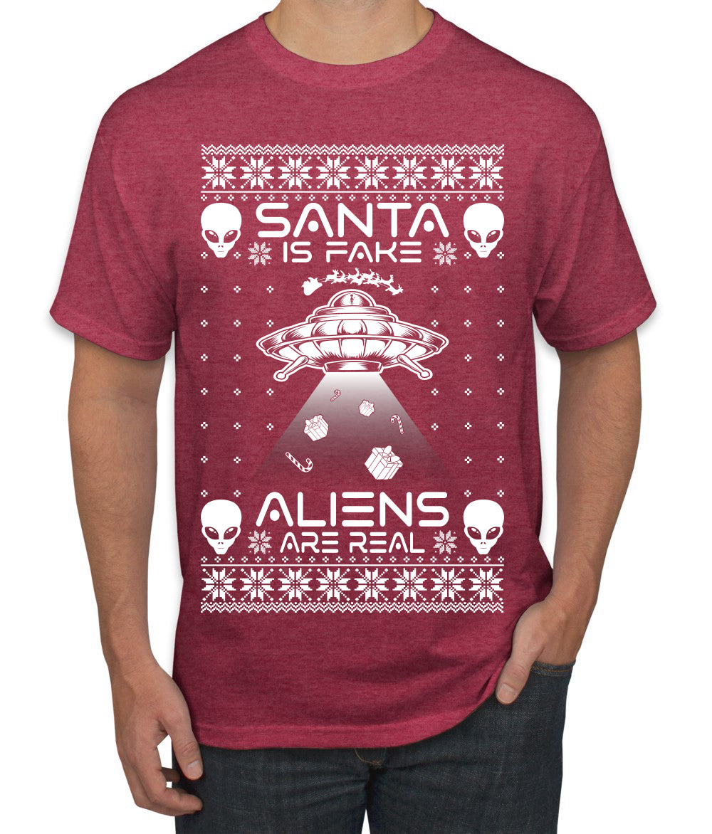 Santa Is Fake Aliens Are Real Ugly Christmas Sweater Men's T-Shirt