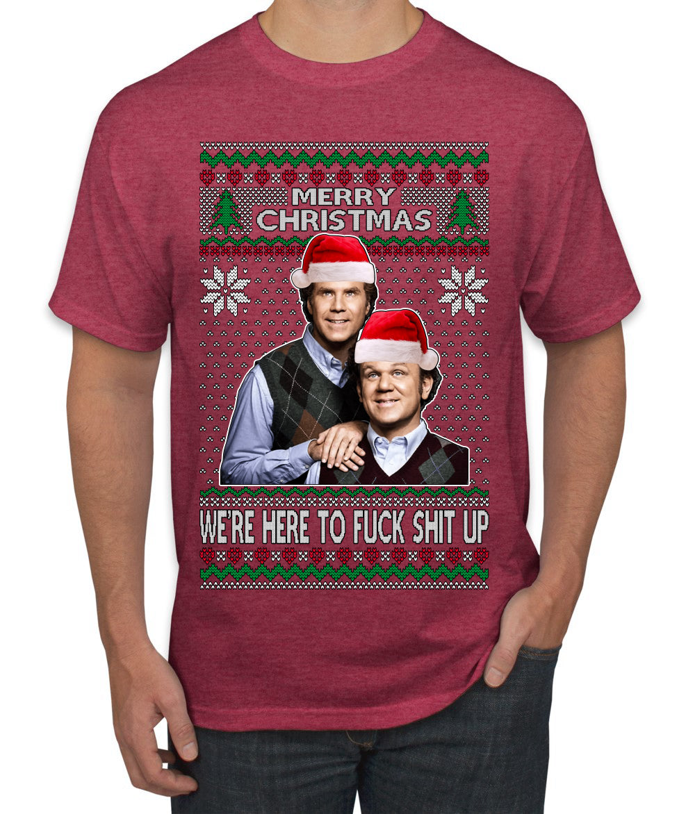 Here To F Stuff Up Step Brothers Holiday Pose Ugly Christmas Sweater Men's T-Shirt