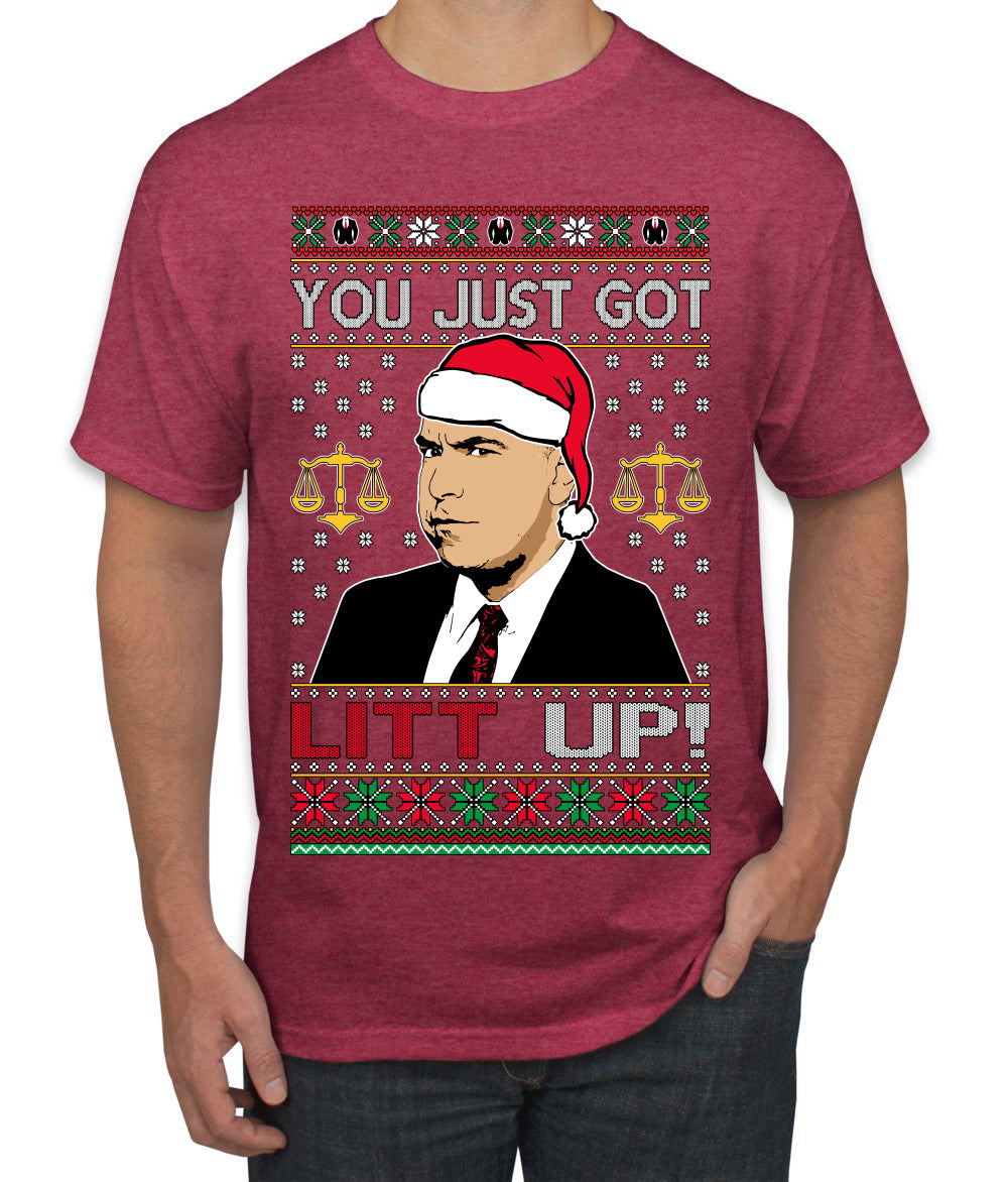 Just Got Litt Up Louis Tv Show Parody Ugly Christmas Sweater Men's T-Shirt