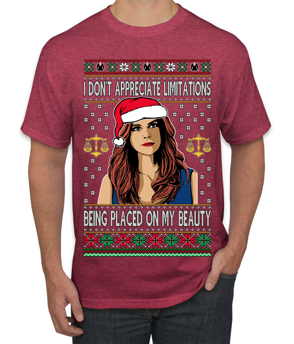 Don't Appreciate Limitations Being Placed Donna TV Show Parody Ugly Christmas Sweater Men's T-Shirt