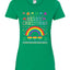 Merry Christmas Rainbow Hearts Womens Graphic T-Shirt