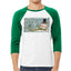 Let it Snow Green Scarf Snowman Christmas 3/4 Sleeve Raglan Unisex Baseball Tee