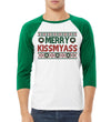 Merry Kissmyass Christmas 3/4 Sleeve Raglan Unisex Baseball Tee