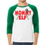Mommy Elf Candy Cane Logo Christmas 3/4 Sleeve Raglan Unisex Baseball Tee