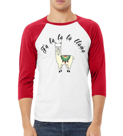 Fa la la la llama Xmas Ilama  Christmas 3/4 Sleeve Raglan Unisex Baseball Tee