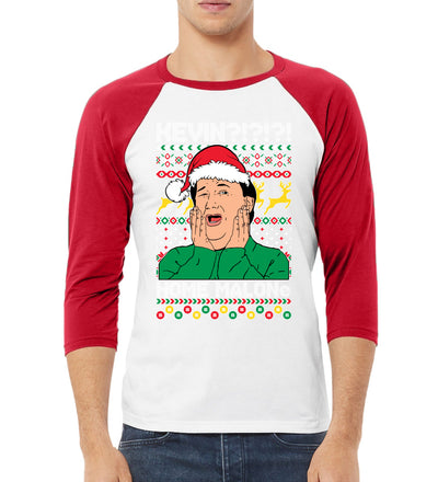 Kevin Home Malone Office Tv Xmas Christmas 3/4 Sleeve Raglan Unisex Baseball Tee