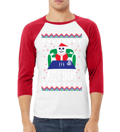 Let It Snow Cocaine Santa Christmas 3/4 Sleeve Raglan Unisex Baseball Tee
