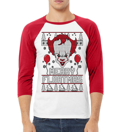 Merry Floatmas IT Clown Christmas 3/4 Sleeve Raglan Unisex Baseball Tee