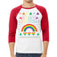 LGBT Rainbow Pride Hearts Reindeer Xmas Christmas 3/4 Sleeve Raglan Unisex Baseball Tee