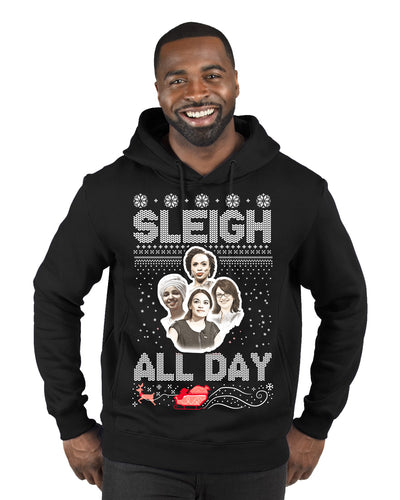 AOC The Squad Congresswomen Sleigh All Day Xmas Ugly Christmas Sweater Premium Graphic Hoodie Sweatshirt