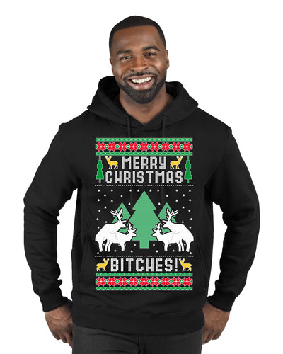 Merry Christmas Bitches Ugly Christmas Sweater Premium Graphic Hoodie Sweatshirt