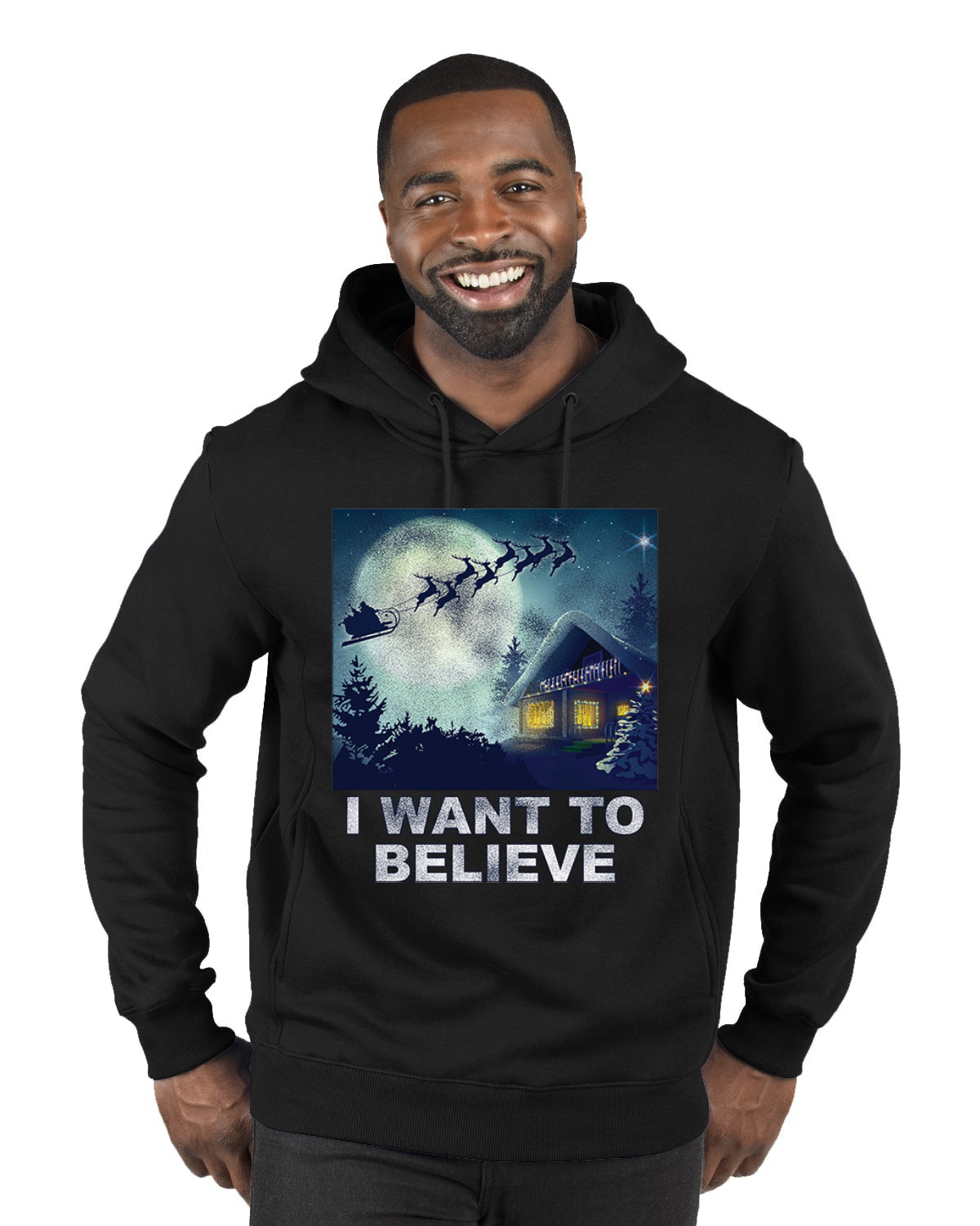 I Want To Believe  Merry Christmas Premium Graphic Hoodie Sweatshirt