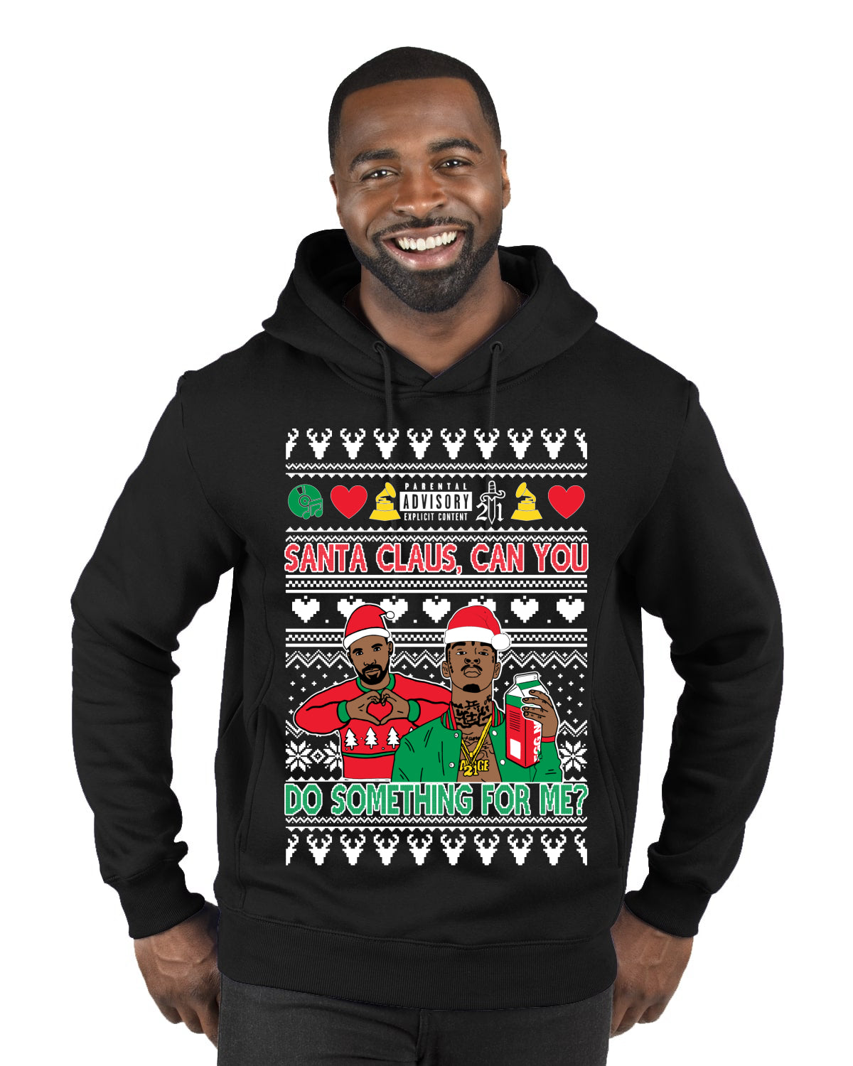 Santa Claus, Can You Do Something For Me? Ugly Christmas Sweater Premium Graphic Hoodie Sweatshirt