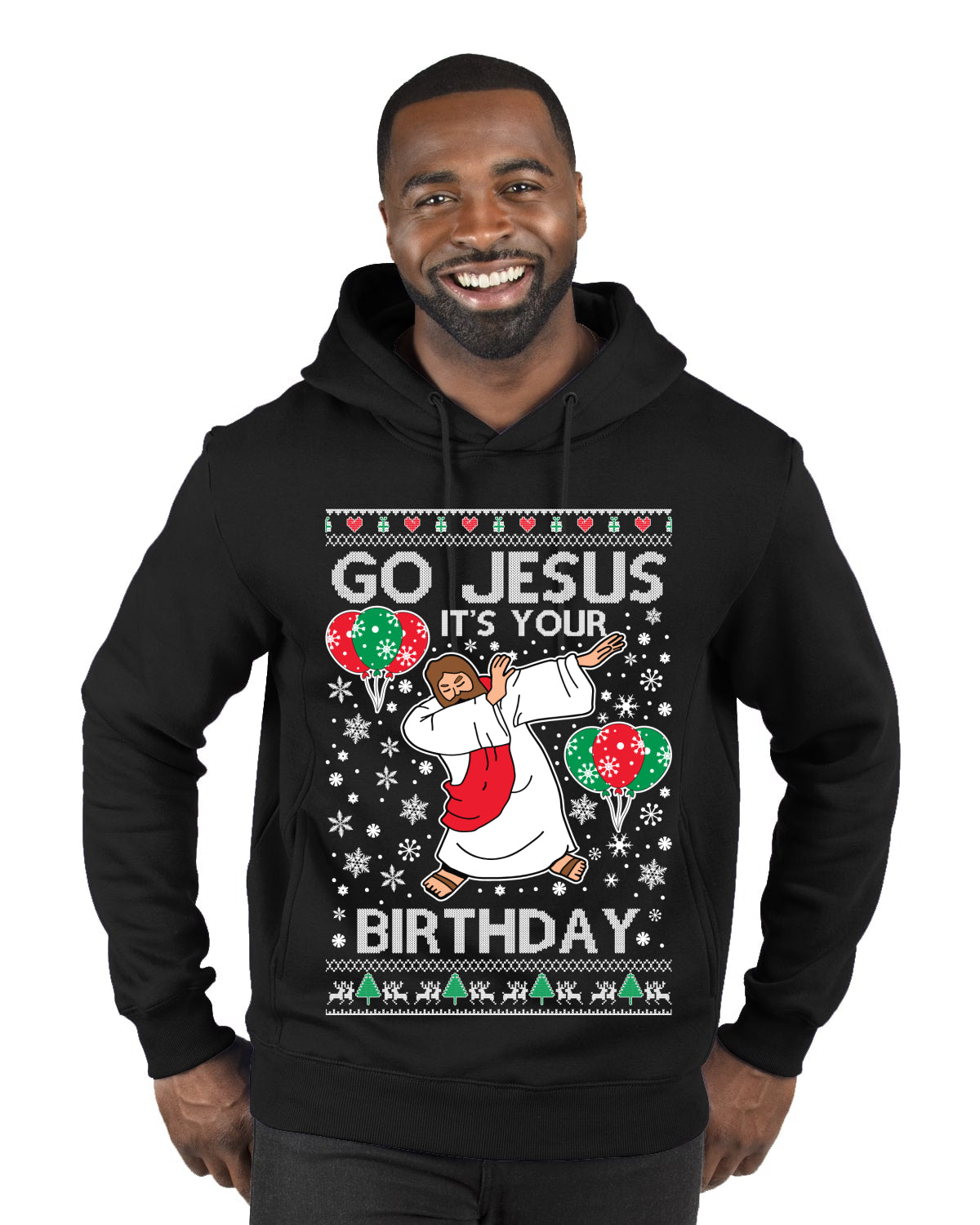 Go Jesus It's Your Birthday Ugly Christmas Sweater Premium Graphic Hoodie Sweatshirt