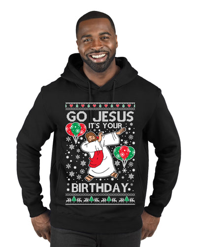 Go Jesus It's Your Birthday Ugly Christmas Sweater Premium Graphic Hoodie Sweatshirt