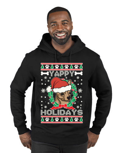 Yappy Holidays  Merry Ugly Christmas Sweater Premium Graphic Hoodie Sweatshirt