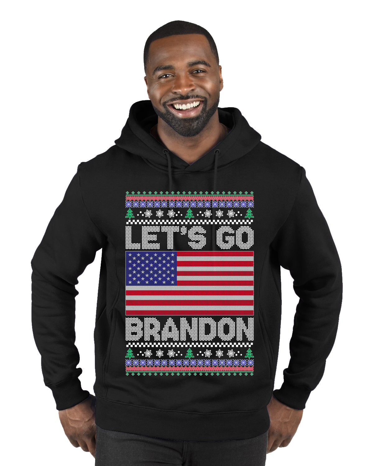 Let's Go Brandon Xmas Merry Ugly Christmas Sweater Premium Graphic Hoodie Sweatshirt