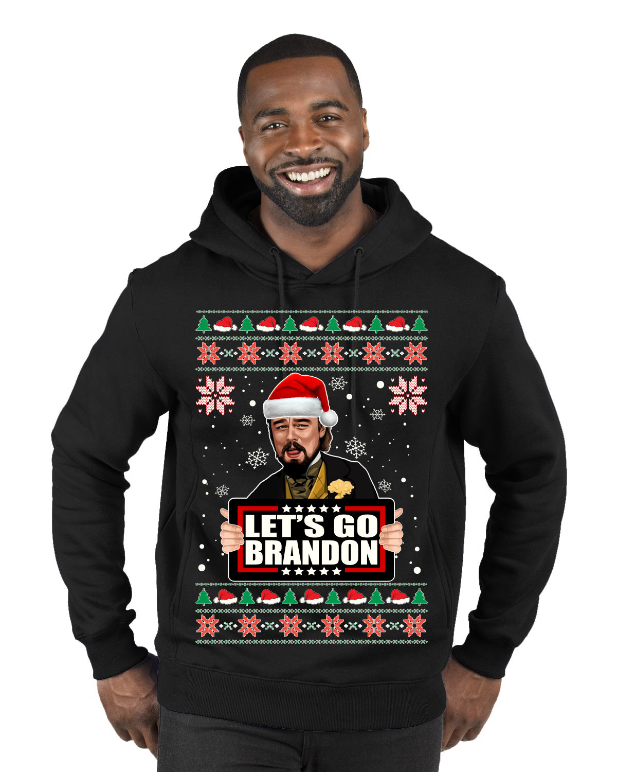Let's Go Brandon Leo Laughing Meme  Merry Ugly Christmas Sweater Premium Graphic Hoodie Sweatshirt