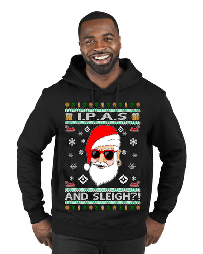 Original Hipster IPAs and Sleigh?!  Merry Ugly Christmas Sweater Premium Graphic Hoodie Sweatshirt
