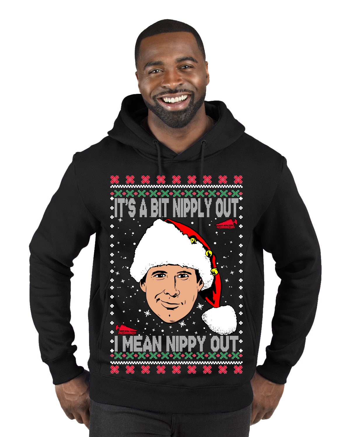 Clark Grizwald It's A Bit Nipply Out  Merry Ugly Christmas Sweater Premium Graphic Hoodie Sweatshirt
