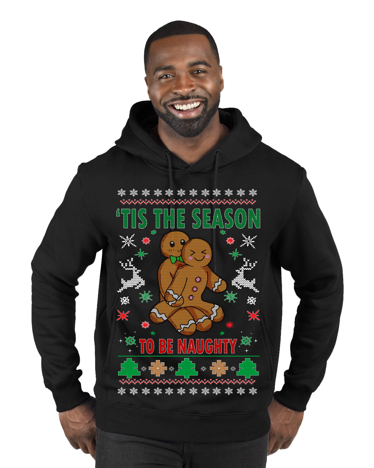 Tis' The Season To Be Naughty  Merry Ugly Christmas Sweater Premium Graphic Hoodie Sweatshirt