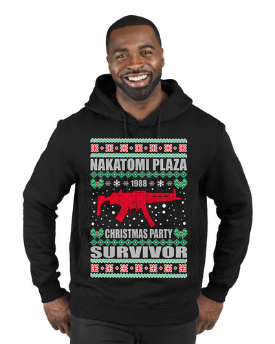 Nakatomi Plaza Christmas Party Survivor Merry Ugly Christmas Sweater Premium Graphic Hoodie Sweatshirt