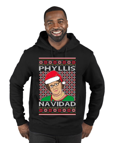 Office Phyllis Navidad Happy Holiday Ugly Christmas Sweater Premium Graphic Hoodie Sweatshirt