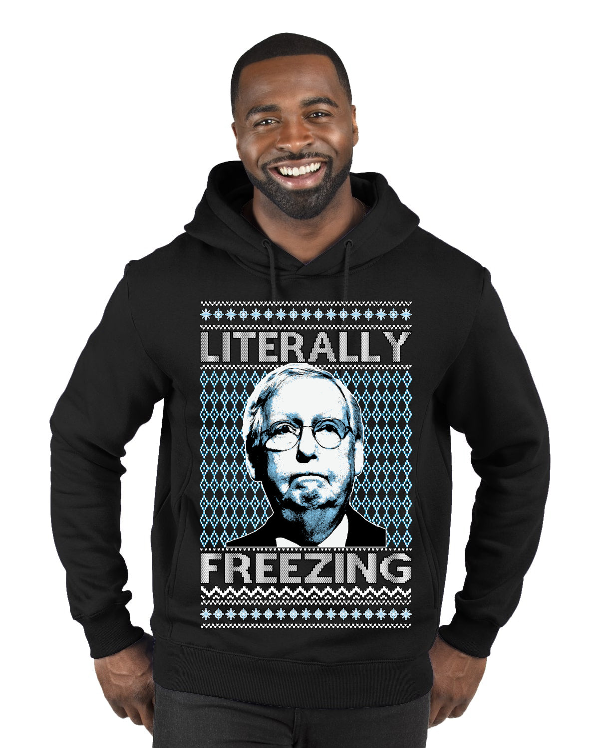 Literally Freezing McConnell Senator  Ugly Christmas Sweater Premium Graphic Hoodie Sweatshirt