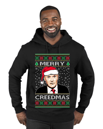 Merry Creedmas Office Humor TV  Ugly Christmas Sweater Premium Graphic Hoodie Sweatshirt