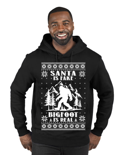 Santa Is Fake Bigfoot Is Real Ugly Christmas Sweater Premium Graphic Hoodie Sweatshirt