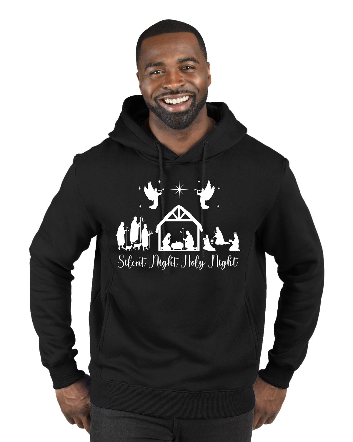 Silent Night Holy Night Religious Jesus Christmas Premium Graphic Hoodie Sweatshirt