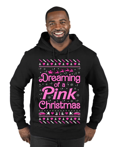 Dreaming Of A Pink Chirstmas Girly Woman Movie Party Ugly Christmas Sweater Premium Graphic Hoodie Sweatshirt