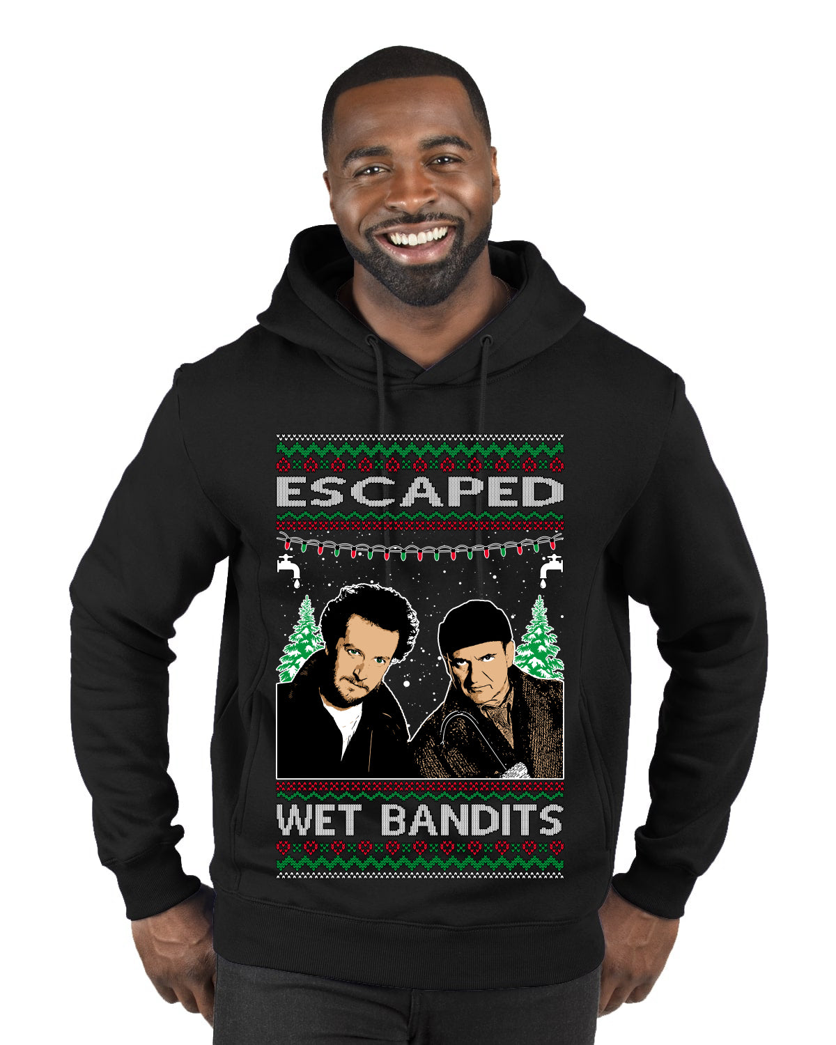 Escaped Bandits Classic Home Holiday Movie Ugly Christmas Sweater Premium Graphic Hoodie Sweatshirt