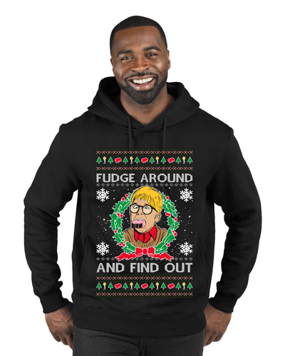Fudge Around And Find Out Story Ugly Christmas Sweater Premium Graphic Hoodie Sweatshirt