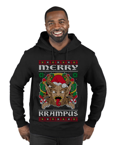 Merry Krampus Santa Folklore Figure Horror Ugly Christmas Sweater Premium Graphic Hoodie Sweatshirt