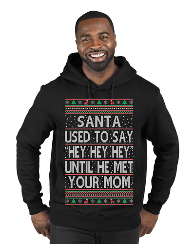 Santa Used To Say Hey Until He Met Your Mom Ugly Christmas Sweater Premium Graphic Hoodie Sweatshirt