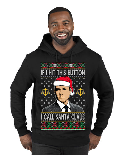 Harvey Hit This Button I Call Santa Specter TV Show Parody Ugly Christmas Sweater Premium Graphic Hoodie Sweatshirt